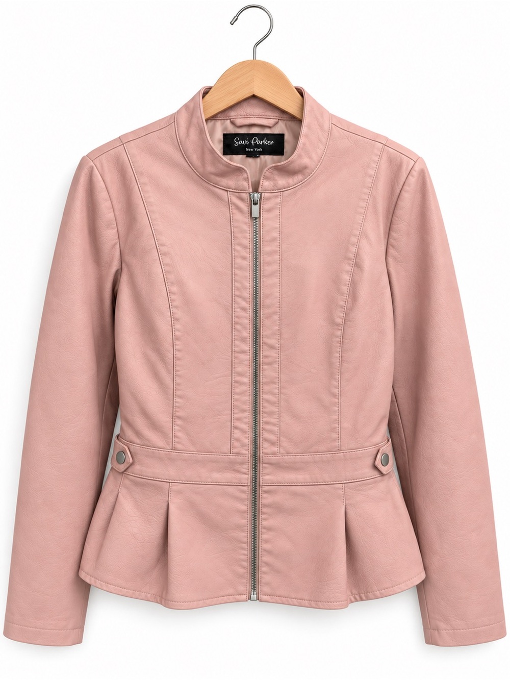 𝙎𝙖𝙫𝙞 𝙋𝙖𝙧𝙠𝙚𝙧 Jacket 2X Blush Pink Faux Leather Peplum